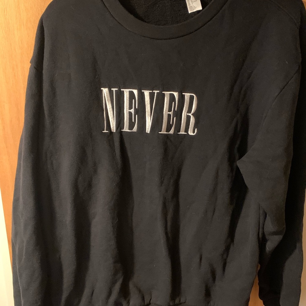 Never Divided long Sleeve Black and White Shirt Crewneck